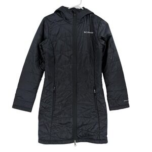 Columbia Coat Womens XS Black Omni-Heat Hooded Quilted Full Zip Parka Warm